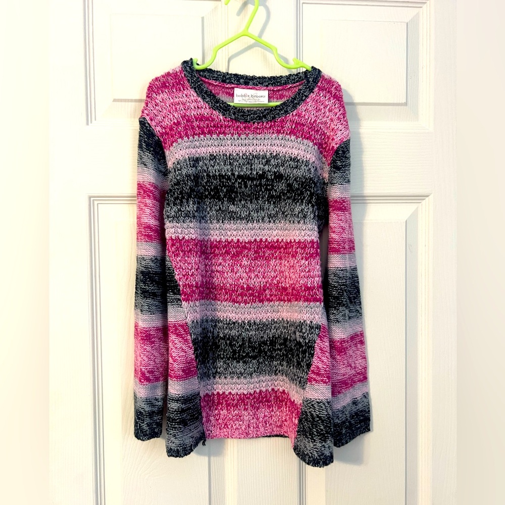 Bobbie Brook’s girl Pink and Gray Striped Sweater 7/8